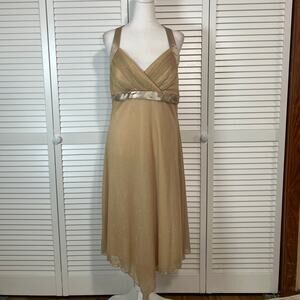 Three Pink Hearts Trixxi Gold Halter Neck Sparkly Babydoll Dress Juniors XL